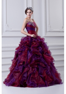 2014 Multi-color Sweetheart Ball Gown Beading  Quinceanera Dress with Ruffles