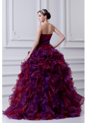 2014 Multi-color Sweetheart Ball Gown Beading  Quinceanera Dress with Ruffles