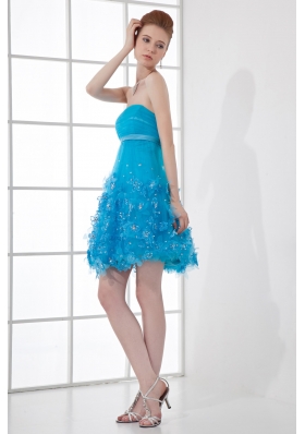 A-line Strapless Prom Dress with Beading Ruching Appliques Organza 116.69