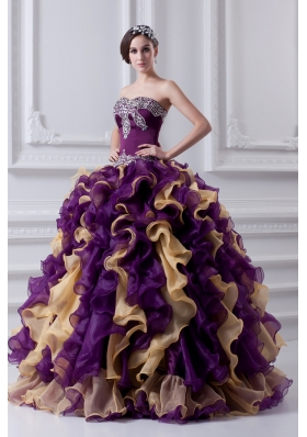 Beautiful Ball Gown Multi Colored Sweetheart 2014 Quinceanera Dress with Beading