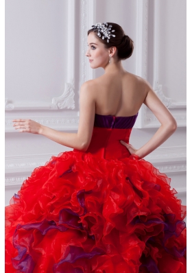 Fashionable Sweetheart Beading and Appliques Multi-color Quinceanera Dress with Ruffles