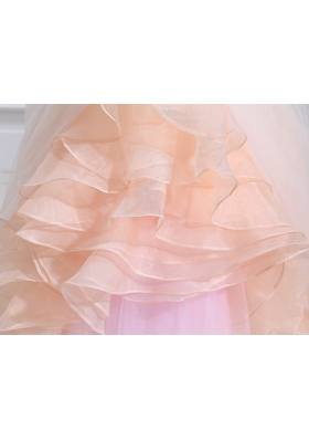 Multi-color Ball Gown Strapless Ruffles Court Train Quinceanera Dress