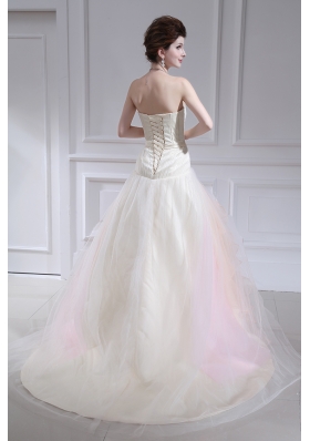 Multi-color Ball Gown Strapless Ruffles Court Train Quinceanera Dress