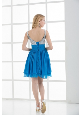 A-line Straps Sleeveless Beading and Ruching  Prom Dress