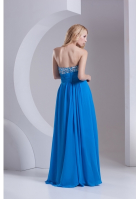 Empire Sweetheart Chiffon Beading Deep Sky Blue Prom Dress