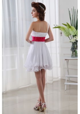 A-line One Shoulder Beading and Ruching Chiffon White Prom Dress