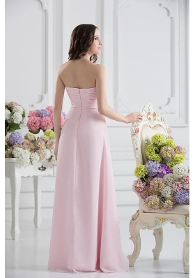 Baby Pink Sweetheart Empire Prom Dress with Ruching and Beading