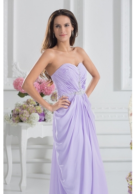 Column Sweetheart Floor-length Ruching Lavender Prom Dress