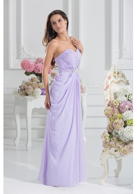 Column Sweetheart Floor-length Ruching Lavender Prom Dress