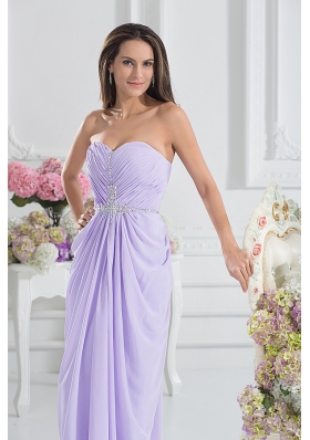 Column Sweetheart Floor-length Ruching Lavender Prom Dress