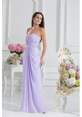 Column Sweetheart Floor-length Ruching Lavender Prom Dress