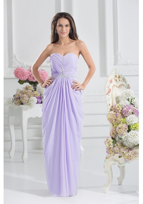 Column Sweetheart Floor-length Ruching Lavender Prom Dress