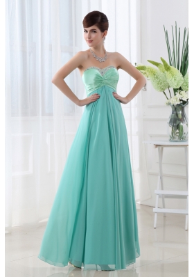 Empire Apple Green Sweetheart Backless Beading Prom Dress