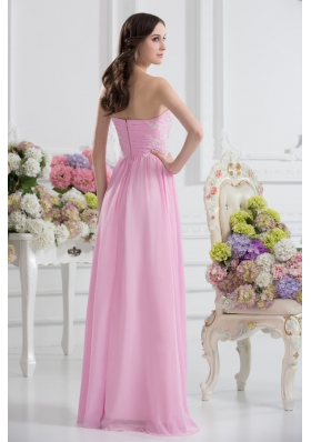 Empire Sweetheart Appliques Prom Dress in Baby Pink