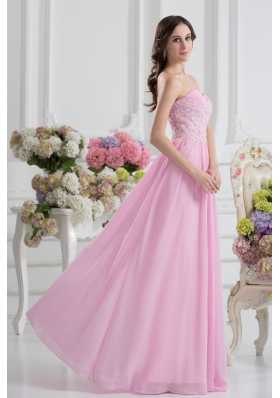 Empire Sweetheart Appliques Prom Dress in Baby Pink