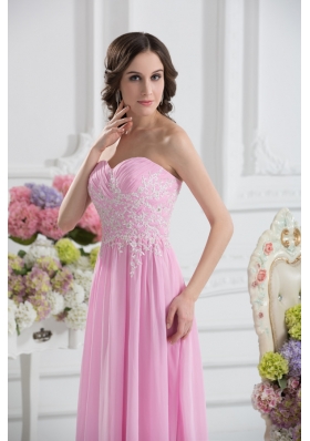 Empire Sweetheart Appliques Prom Dress in Baby Pink