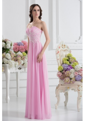 Empire Sweetheart Appliques Prom Dress in Baby Pink