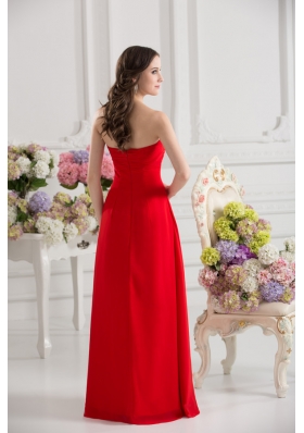 Empire Sweetheart Chiffon Beading Ruching Floor-length Prom Dress in Red