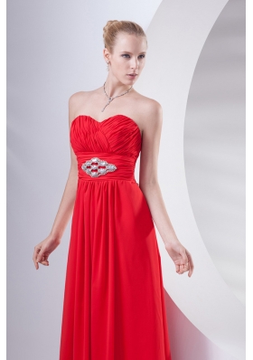 Empire Wine Red Sweetheart Beading Prom Dress with Chiffon