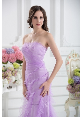 Mermaid Strapless Prom Dress in Lavender with Ruffles