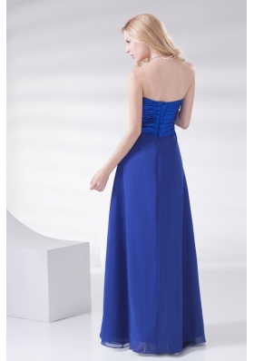 Royal Blue Sweetheart Beading and Ruching Prom Dress with Long