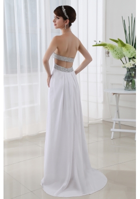 Strapless Beading and Ruching Backless Prom Dress