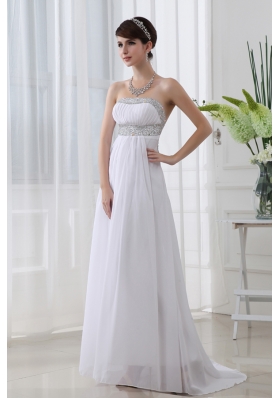 Strapless Beading and Ruching Backless Prom Dress