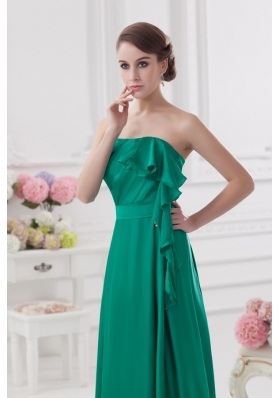 2014 Strapless Ruching Sea Green Floor-length Taffeta Prom Dress