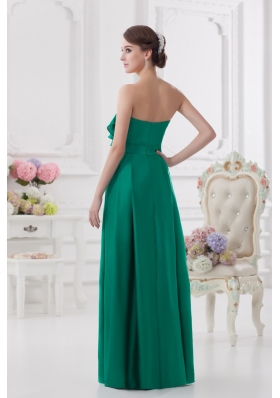 2014 Strapless Ruching Sea Green Floor-length Taffeta Prom Dress