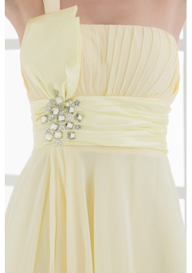 A-line Chiffon One Shoulder Beading and Ruching  Prom Dress