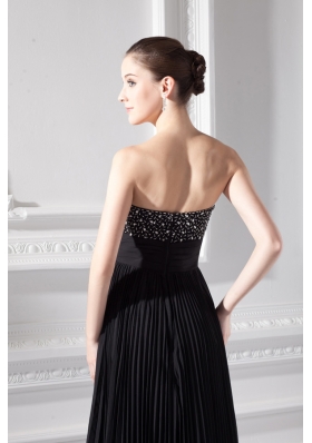 Chiffon A-line Strapless Prom Dress with Beading and Pleats