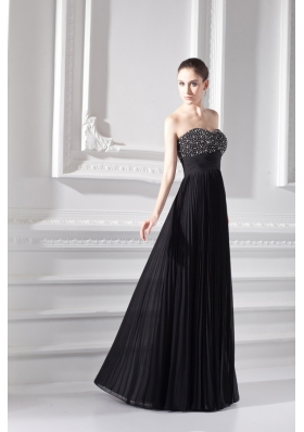 Chiffon A-line Strapless Prom Dress with Beading and Pleats