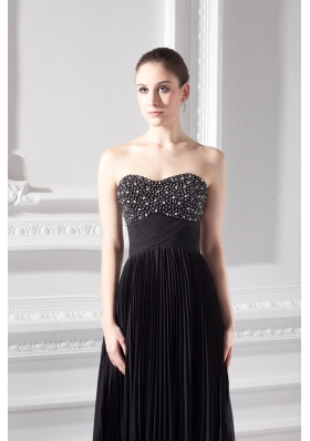 Chiffon A-line Strapless Prom Dress with Beading and Pleats