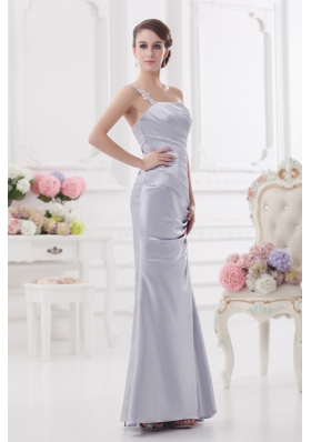 Column One Shoulder Beading and Ruching Prom Dress in Lavender