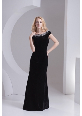 Empire Cap Sleeves Scoop Beading Floor-length Prom Dress