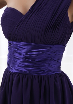 Lovely One Shoulder A-line Knee-length Prom Dress with Belt