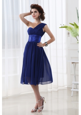 Lovely One Shoulder A-line Knee-length Prom Dress with Belt