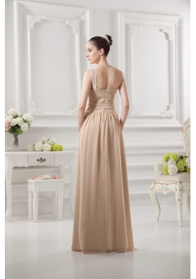 One Shoulder Ruching and Appliques Chiffon Prom Dress