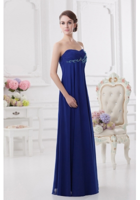 Sweetheart Dark Blue Appliques Floor-length Prom Dress