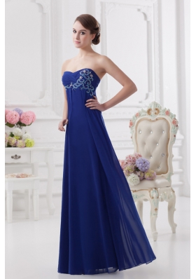 Sweetheart Dark Blue Appliques Floor-length Prom Dress