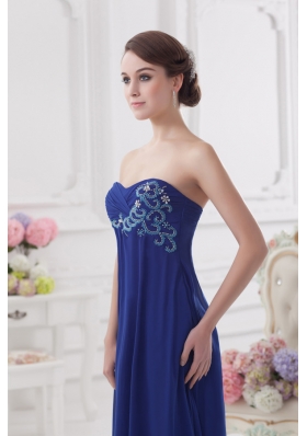 Sweetheart Dark Blue Appliques Floor-length Prom Dress