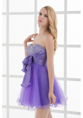 A-line Strapless Sleeveless Beading and Ruching Prom Dress