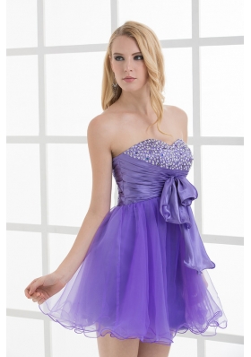 A-line Strapless Sleeveless Beading and Ruching Prom Dress