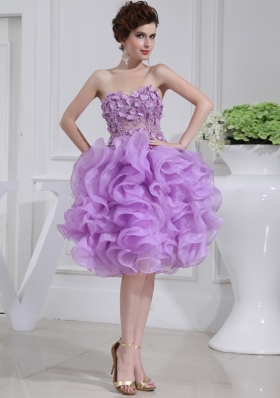 Ball Gown Sweetheart  Hand Made Flower and Applique Organza Prom Dress