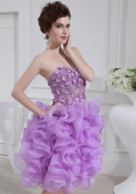 Ball Gown Sweetheart  Hand Made Flower and Applique Organza Prom Dress