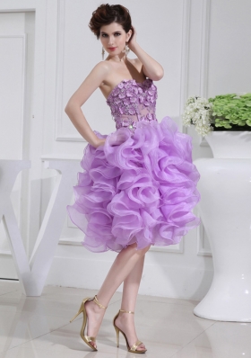 Ball Gown Sweetheart  Hand Made Flower and Applique Organza Prom Dress