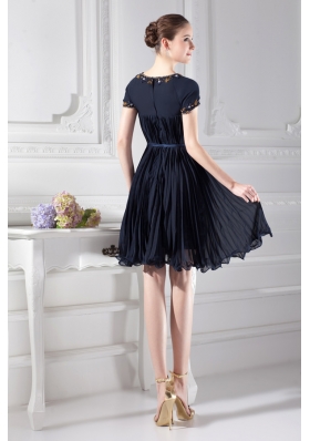 Bateau Knee-length A-line Cap Sleeves Prom Dress