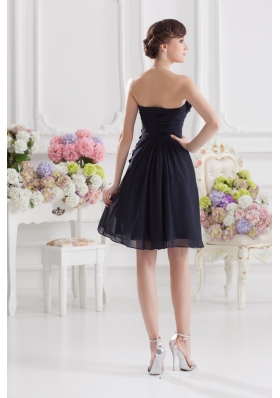 Black Sweetheart Prom Dress with Ruching and Handle Made Flowers