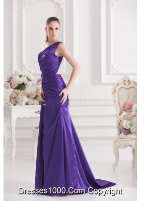 Column One Shoulder Floor-length Taffeta Prom Dress