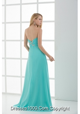 Column Sweetheart Floor-length Applique Aqua Blue Prom Dress